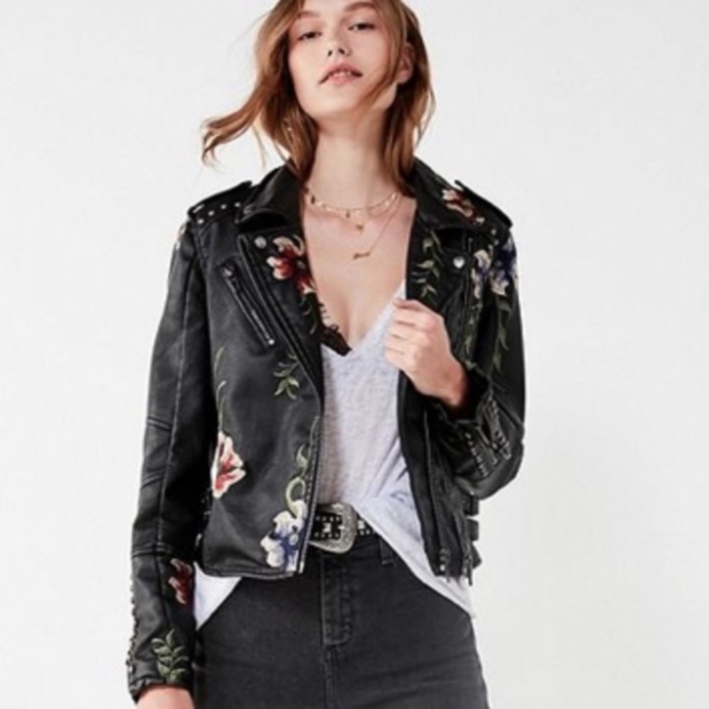 Blank NYC Floral Vegan Leather Jacket
